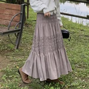 [코코블랑] 스모크 밴딩 롱스커트