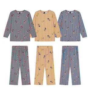 디즈니잠옷 빅사이즈 피치기모 단가라 미키 스판 커플 파자마 / 긴팔 가을 겨울 홈웨어