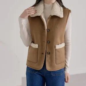 [로즈미] [55~77] 보네타 리버시블 무스탕 조끼