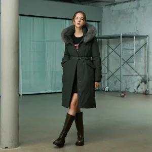 [롯데백화점]에고이스트 인퀼팅 벨티드 폭스퍼 구스 롱다운 ER4TD006