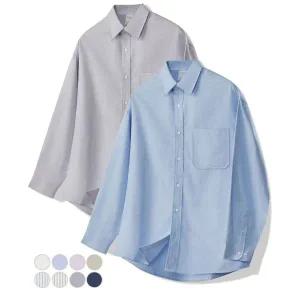 언탭트 스튜디오 [2PACK]시티보이 빅 오버핏 빅사이즈 옥스포드 셔츠 패키지 313213