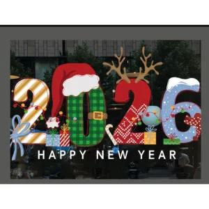 크리스마스 시트지 2026년 새해 스티커 창문 장식 데코 눈꽃 트리 유리 해피뉴이어 포토존