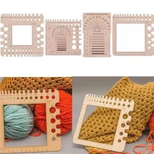 뜨개질 용 눈금자 사각형 측정 나무 지 품 도구 보빈 바늘 재봉 치실 원사 스레드