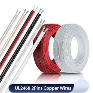 250m UL2468 전선 30 28 26 24 22 20 18 16AWG 주석 도금 구리 절연 PVC 연장 스트립 케이블 2 핀 LED