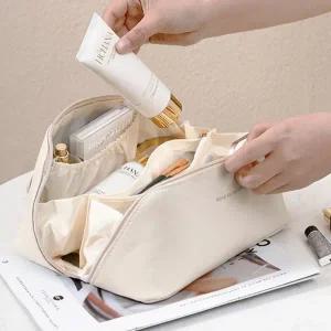 가죽 화장품 파우치 휴대용 대용량 파우치 메이크업 정리 수납 여자