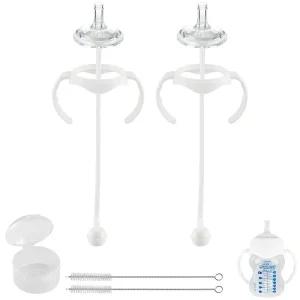 Dr Browns 와이드 넥 아기 젖병용 빨대 컵 변환 키트, 실리콘 빨대젖꼭지가 있는 흘림 방지 전환 키트, 무