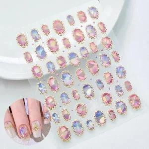 [하프클럽/]네일아트 홀로그램 고딕 골드프레임 메탈 네일스티커