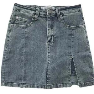 앞절개 트임 데님 미니 속바지 스커트 A라인 청 치마 캐주얼바지
