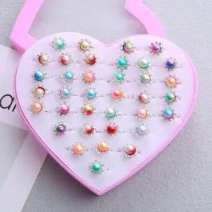 [골드스마일]진주 반지 36개 세트 보석 큐빅