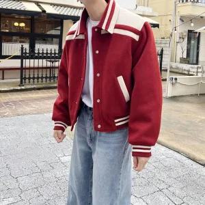 남자 바시티 스타디움 크롭 자켓 퀼팅 야구 점퍼