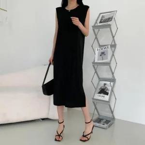 [라일리여성의류] Rly 휴양지 쉬폰 민소매 롱원피스 롱니트 셔츠 온나