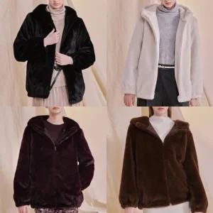 코리타 홈쇼핑히트 여성 FAUX 밍크퍼 하프코트 4종택1