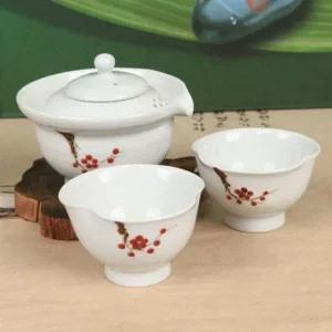백자 매화 여행다기 2인세트 다기세트 여행다기 예쁜잔 백자다기 찻잔 도자기찻잔 다기