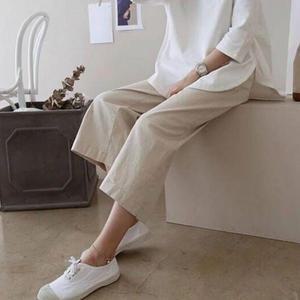 [BZE3814J_49]7부바지 린넨팬츠 와이드팬츠 밴딩바지