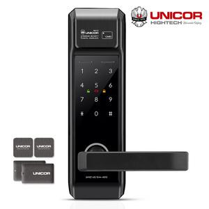 [수도권설치]유니코 무타공 렉스2 카드키4개+번호키 0초즉시잠금(잠김속도조절) 이중인증 도어록 이중잠금 강력한내구성 현관문 디지털도어락 KC인증 스마트라이팅 전기충격방지 주키