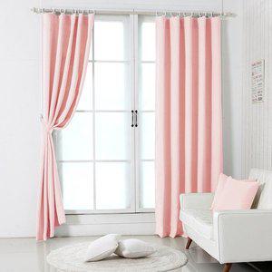 [라이크홈]고밀도 사계절 암막커튼 핀형 긴창 크림핑크