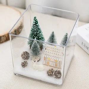 크리스마스 장식 화병 화이트하우스와 토끼 set 15cm  DIY) 소품 테이블 탁상용 오브제 행사 촬영 꾸미기