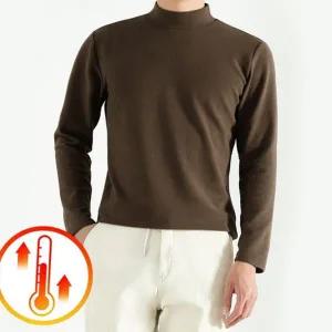 남성 목폴라 폴라티 티셔츠 슬림핏 반폴라 모크넥 남성 기모 티셔츠 겨울 니트