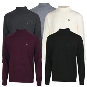 [파파브로] 남성 기본니트 베이직 반폴라 엠블럼 스웨터 DO-KN-HN