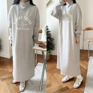 기모 W나염 폴라 박시 롱원피스