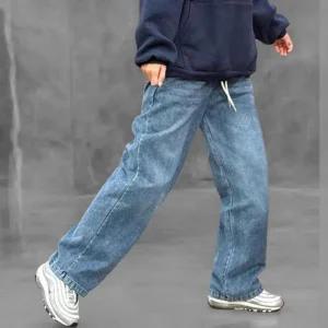 남녀 커플 고양이 세탁 루즈핏 면 청바지