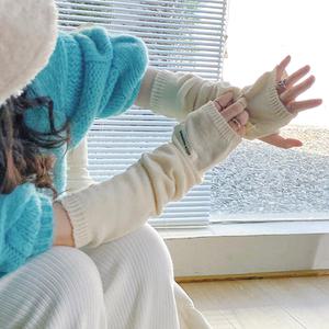 니트팔토시 겨울 롱 핸드 워머 심플라인