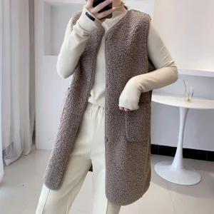 [로즈엘리][2컬러] 겨울 여성 양털 롱조끼 베스트