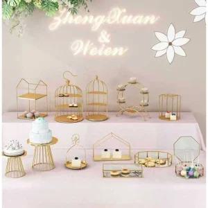 애프터눈티 디저트 플레이팅접시골드 스텐드 케이크