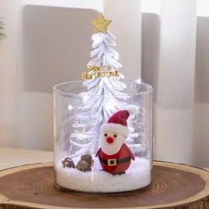 크리스마스 미니트리 장식 화병 LED 눈덮인 트리 set 20cm (DIY) 4타입 소품 테이블 탁상용 오브제 행사