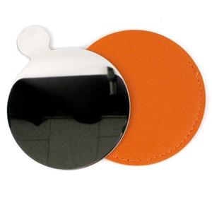 가죽파우치거울 원형 가죽 파우치 손거울 세트 오렌지 오렌지파우치손거울