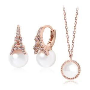14K G.F 피치파리 진주 귀걸이/목걸이 SET SET0466