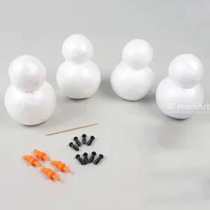 스티로폼 눈사람 8cm 4개 당근코와 눈 포함 키트 크리스마스 만들기