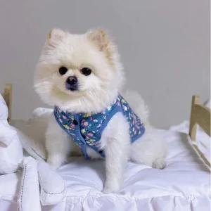 강아지 겨울 조끼 S-4XL 고양이 빈티지 꽃무늬 패딩조끼 할매조끼 김장조끼 2color