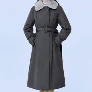 더엣지 [70%이상 OFF] 여성 퍼 카라 구스 다운 코트 833551