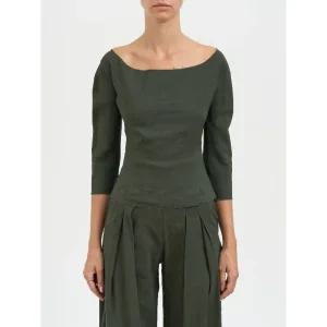 보트넥 로우컷 웨이스트 비스코스 탑 LA0554DARK GREEN