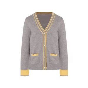 [20%쿠폰][크로커다일 레이디] 컬러 배색 니트 가디건_CLDWSW110