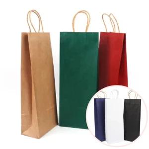 좁고긴 종이쇼핑백 꽃한송이종이가방 손잡이와인봉투