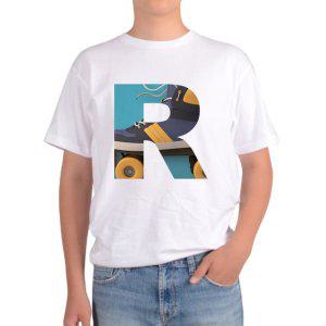 길단 아시아핏 반팔티 알파벳 R 롤러스케이트 고고 롤러장그림 다양한색상 전사이즈