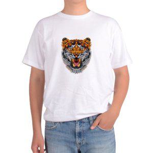 길단 아시아핏 반팔티 호랑이 백호와 황호 반반 얼굴 시베리아그림 다양한색상 전사이즈