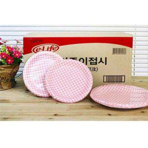칼라 종이 접시 핑크색 파티용 섭취식기 일회용