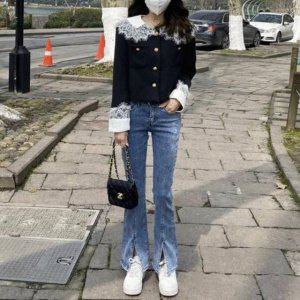 카라 자켓 여성트렌치코트 레이스 스탕 온나핏