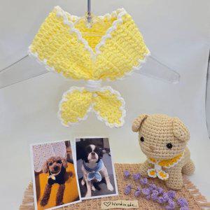 손뜨개 강아지 스카프(케이프) - 옐로우