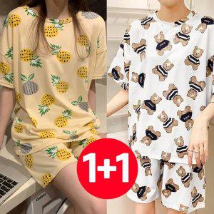 반팔 잠옷 반팔파자마 홈웨어세트 여성 파인애플
