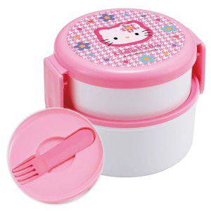 헬로키티 원형 2단 포크 작은 도시락통 1P 점심 소풍