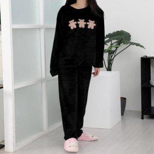 극세사 쿠키베어블랙 잠옷세트 겨울바지 남자수면