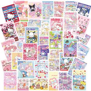 65pcs Kawaii MyMelody Sanrio 라벨 씰링 스티커 미적 장식 문구 일기 방수 귀여운 어린이 스티커