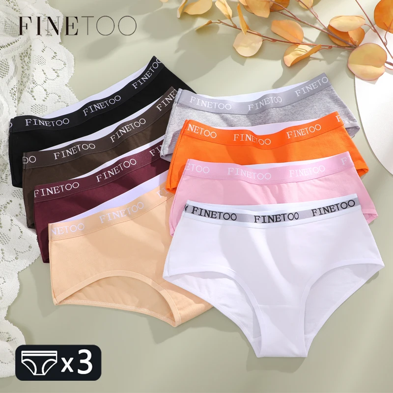 FINETOO 3Pcs 코 튼 편지 벨트 속옷 여자 팬티 섹시 한 통기성 낮은 허리 팬티 여성 스트레치 편안한 란제리