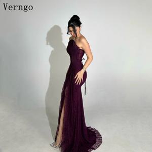 Verngo 레이스 파티 드레스 Strapless Prom Dress Black Girl Mermaid Slit Formal Dress 여성용 맞춤형
