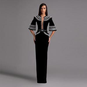 매력적인 구슬 장식 신부 어머니 드레스, 반팔 O-넥 절묘한 구슬 장식, 인어 바닥 길이 파티 맞춤 가운