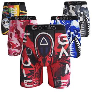 ETHIKA 여름 섹시한 남자 복서 팬티 란제리 언더팬츠 복서 반바지, 통기성 프린트 남자 복서 브리프